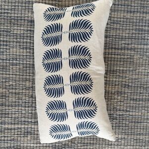 Decorative Pillow with Blue Leaf Pattern